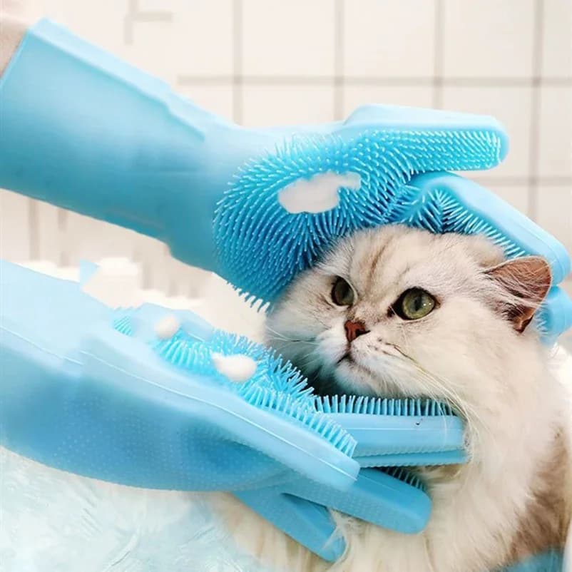 Pet Dog &Cat Bath Accessories Scrub Brush Bath Silicone Body Pet Bathing Gloves for Animal Shampoo Brush Gloves