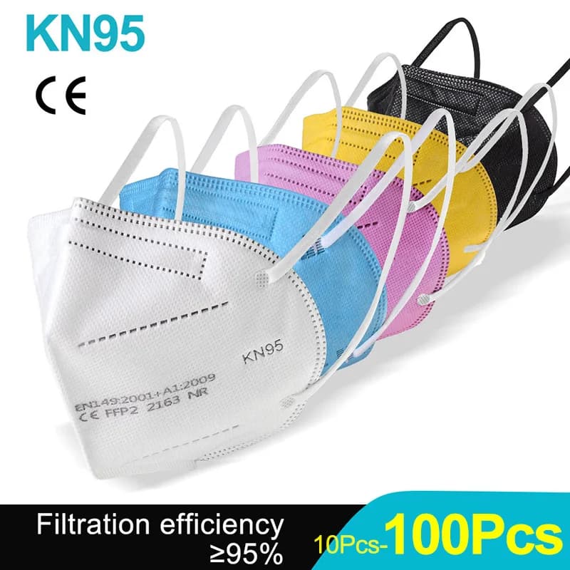10-100 Pz FFP2 KN95 Mascarillas 5 Strate Filtro Omologata Masks for face Protective mask for mouth CE FFP2MASK Breather Masque