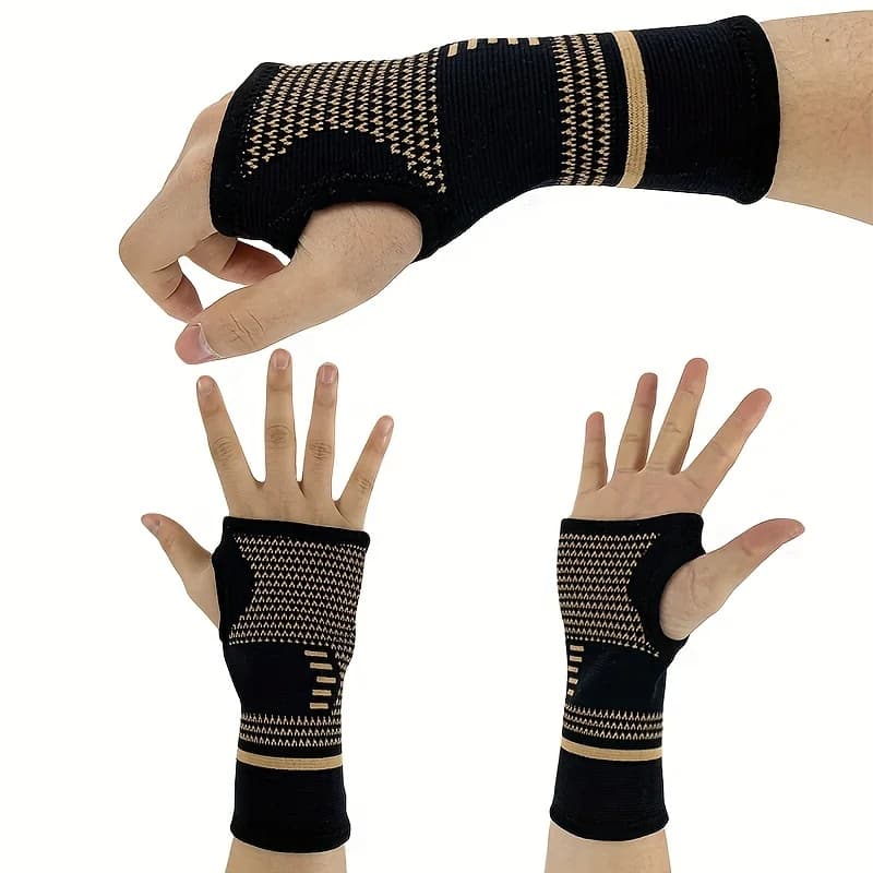 Guanti con maniche a palmo a compressione in rame da 1 pezzo/2 pezzi, guanti senza dita per uomo e donna, tutore per il polso