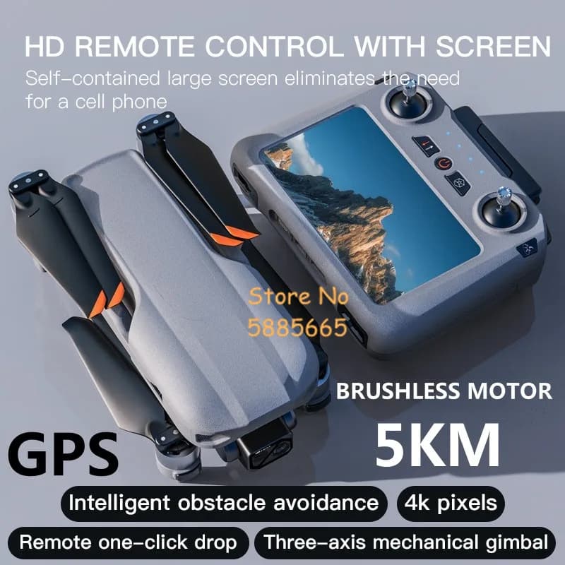 4K HD 360 ° Drone RC con Evitamento Ostacoli, Schermo da 5,5 Pollici, FPV 5G, 5KM, Gimbal a 3 Assi, Rilascio con Un Tasto, Ritorno GPS, Quadricottero Telecomandato