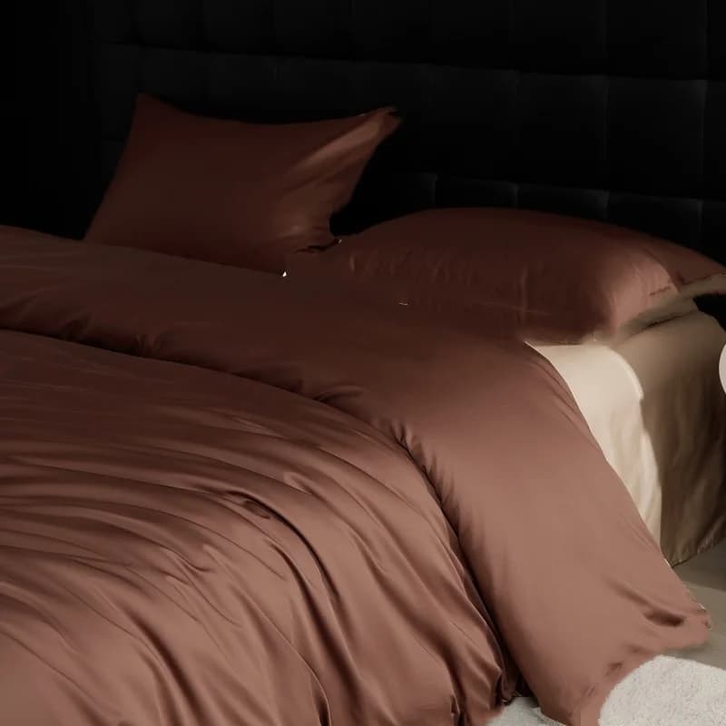 1pc Copripiumino marrone setoso per letto singolo matrimoniale Fibra di Lyocell naturale Casa Autunno Biancheria da letto calda per letto 220 * 240 cm Copripiumino