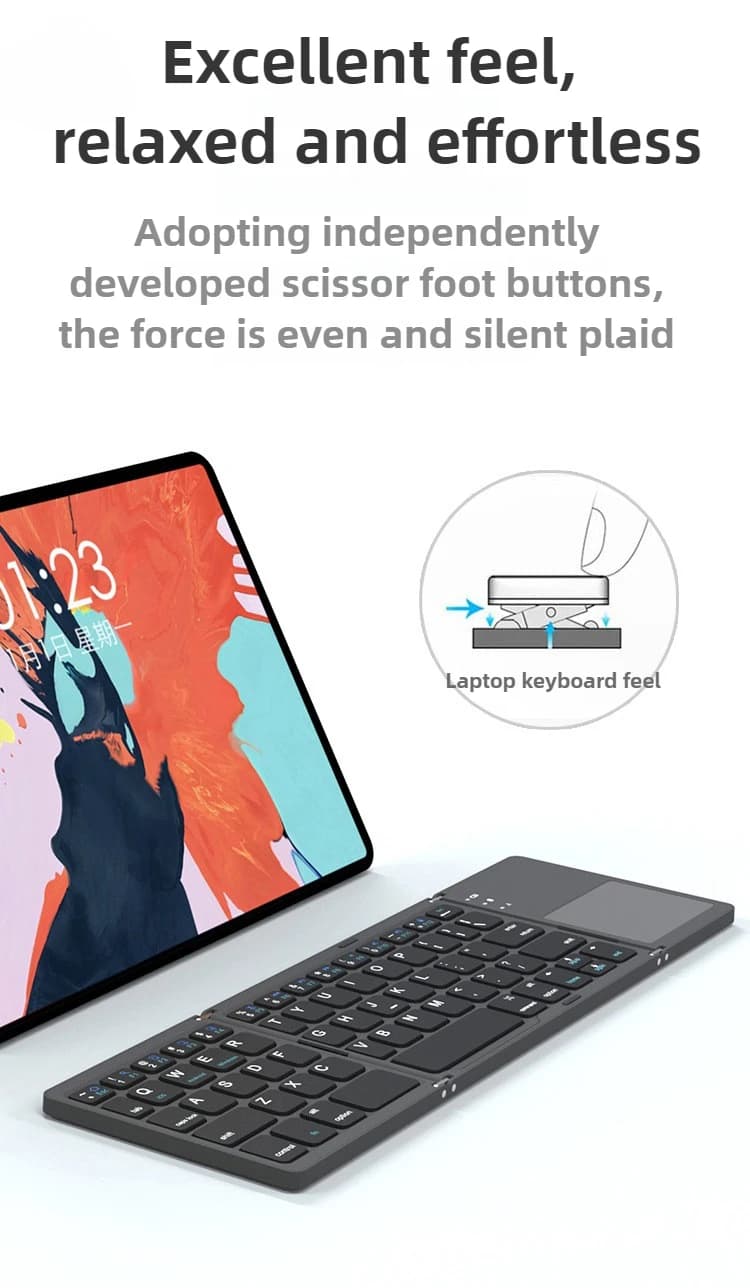Bluetooth Wireless Keyboard Foldable Ultra-thin With Touch Wireless Folding Keyboard For Computer/Laptop/Phone