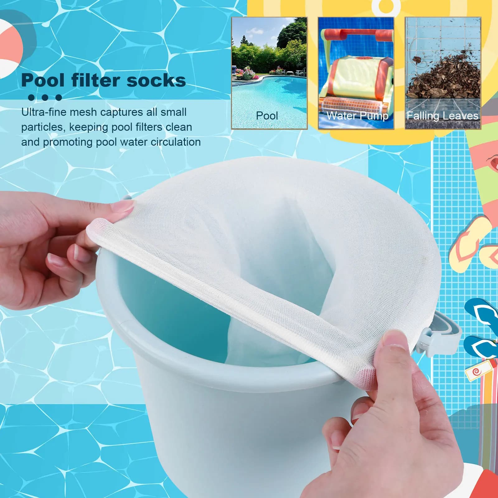 200-5PCS Pool Skimmer Socks Swimming Pool Filter Socks Basket Skimmer Elastic Nylon Mesh Pool Filter Debris Leaves Storage Socks