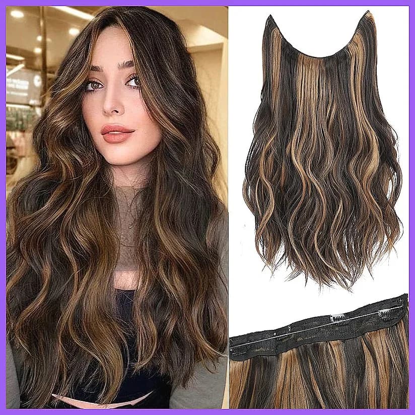 Extension per capelli a onda d'acqua con clip, trama invisibile per capelli lunghi e voluminosi, facili da applicare