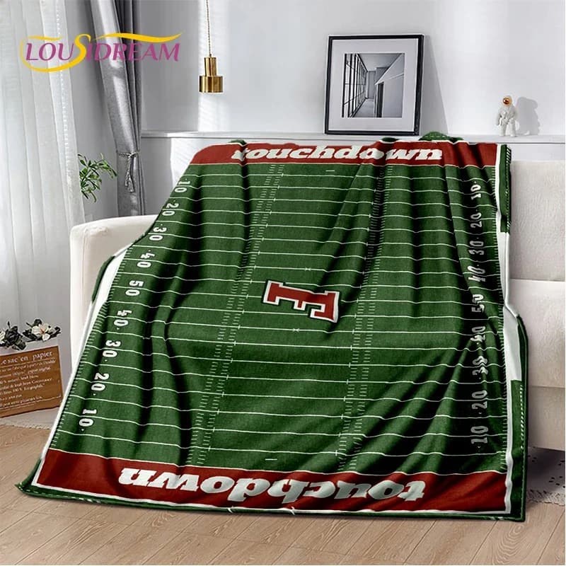 Rugby Field Rugby 2025 Style Nuova coperta morbida per cartoni animati di football americano, coperta morbida per la casa, camera da letto, divano letto, viaggi, bambini