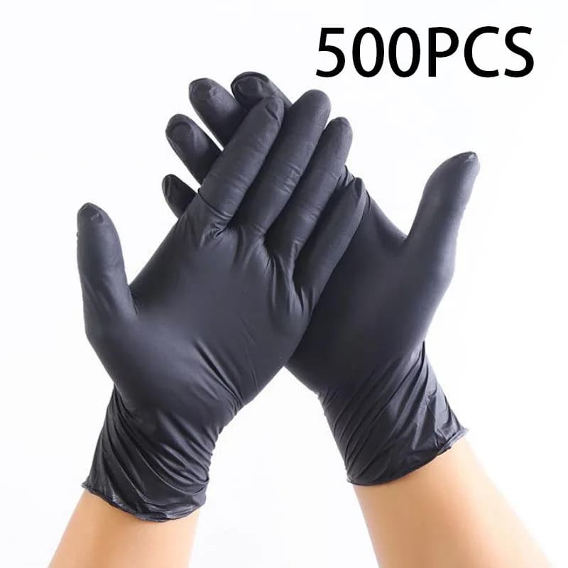 Guanti in nitrile monouso ispessiti resistenti all'usura neri per uso alimentare domestico protettivo per piatti in gomma lattice all'ingrosso
