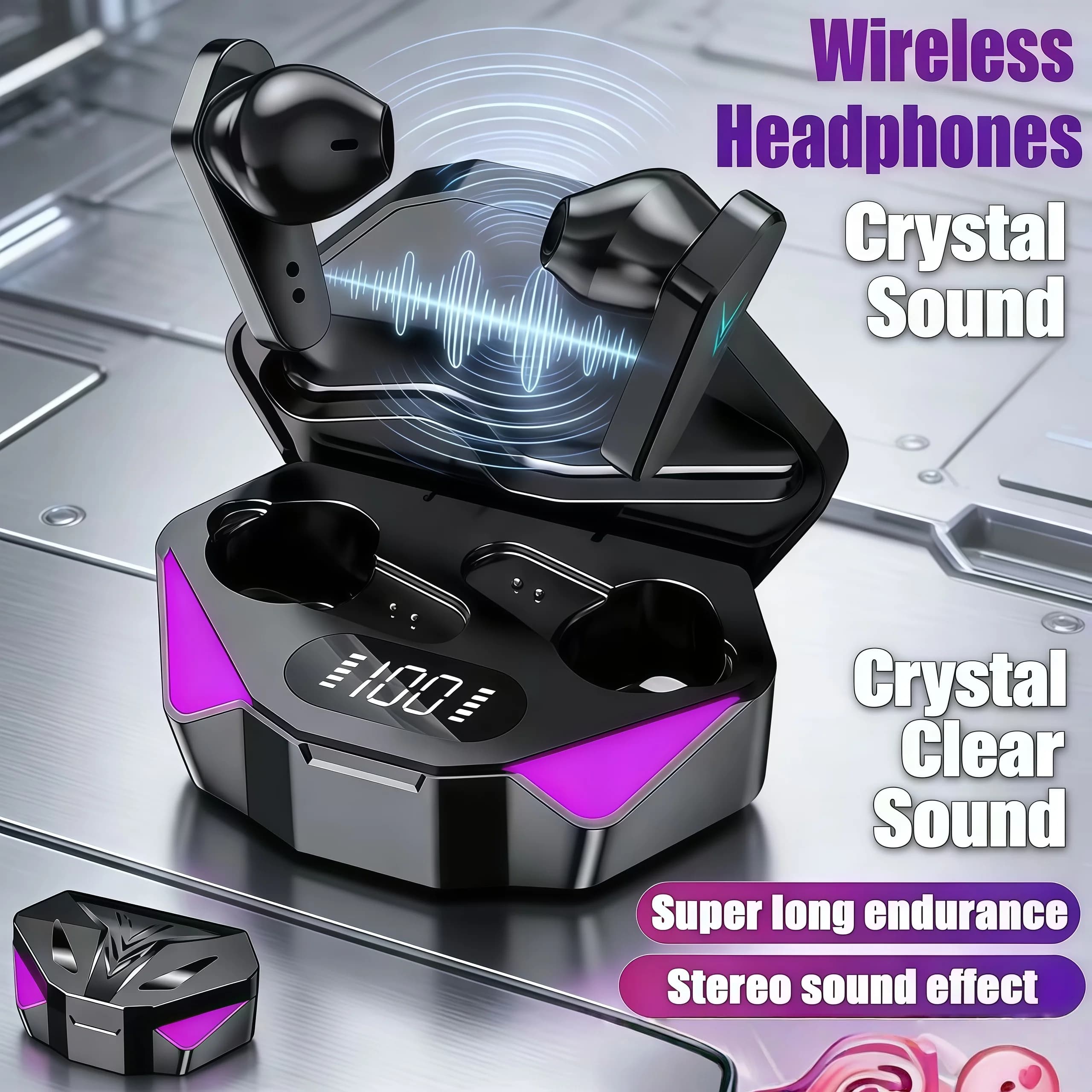2026 New X15 TWS Bluetooth LED Headset Wireless Sports Headphones with Gamer Display Headset Gamer with Vivavoce Microphone