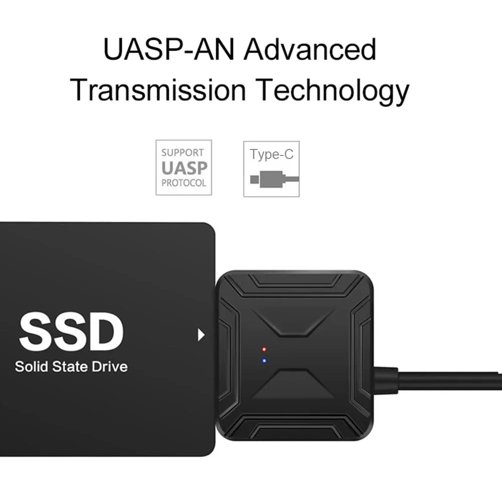 Cavo USB 3.1 tipo C a 2,5 3,5 pollici SATA III HDD SSD Convertitore esterno Adattatore cavo da 1,4 piedi Cavi di conversione cablati