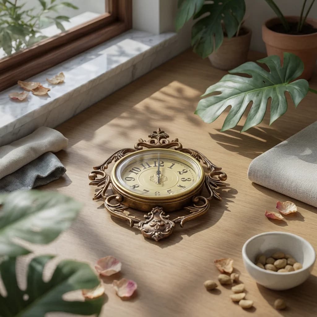 French Style Wall Clock Floral Ornate Wall Clock Home Decor Easy to Read Antique Gold