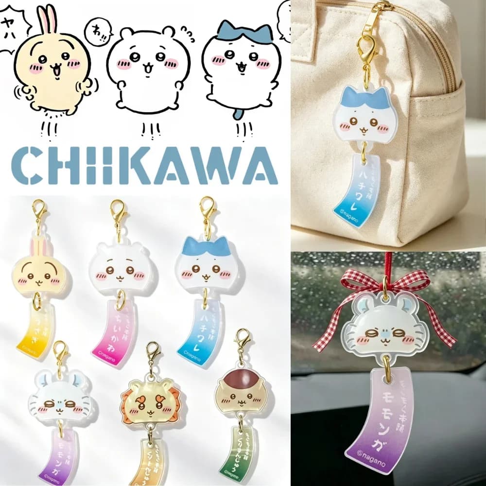 HOT Chiikawa Kawaii Acrylic Wind Chime Phone Chain New Style Keychain Hachiware Usagi Cute Backpack Ornaments Accessories Gifts@
