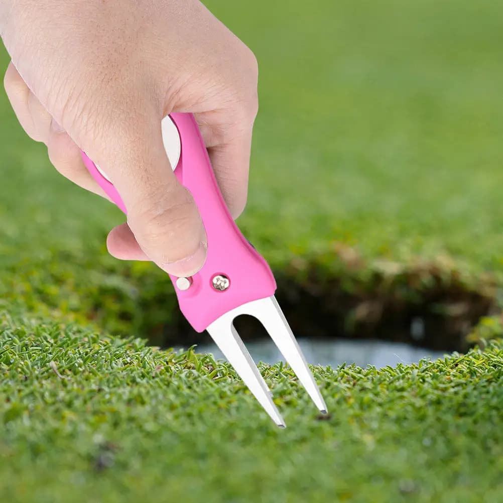 Set di 2 Forgiolini da Golf e Marcatore di Palline Professionali, Strumento di Riparazione del Prato Resistente all'Usura, Compatto e Tascabile per Green da Golf