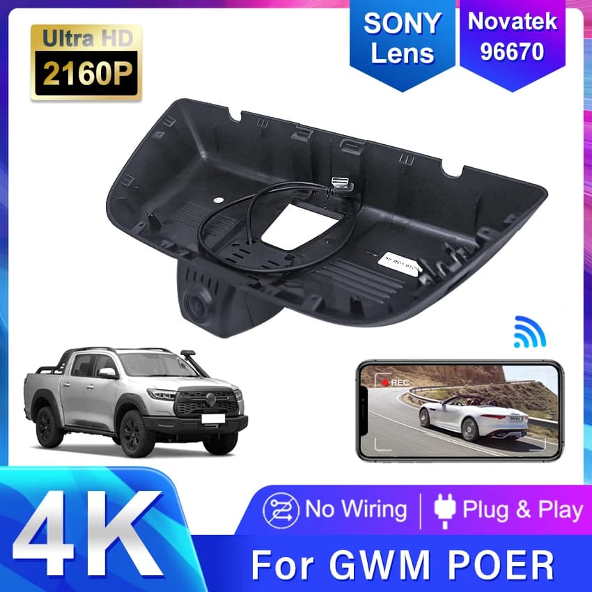 4K 2160P Dash Cam DVR Camera Recorder Wifi Night Vision for Great Wall Pao GWM Poer Cannon Ute POER RUMAN SUCAN series P