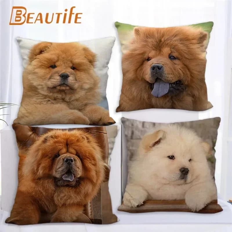 Personalizzato Chow Chow Dog Federa Cartoon Girl Matrimonio Decorativo Federa in cotone e lino per la casa Federa 45X45 cm Un lato