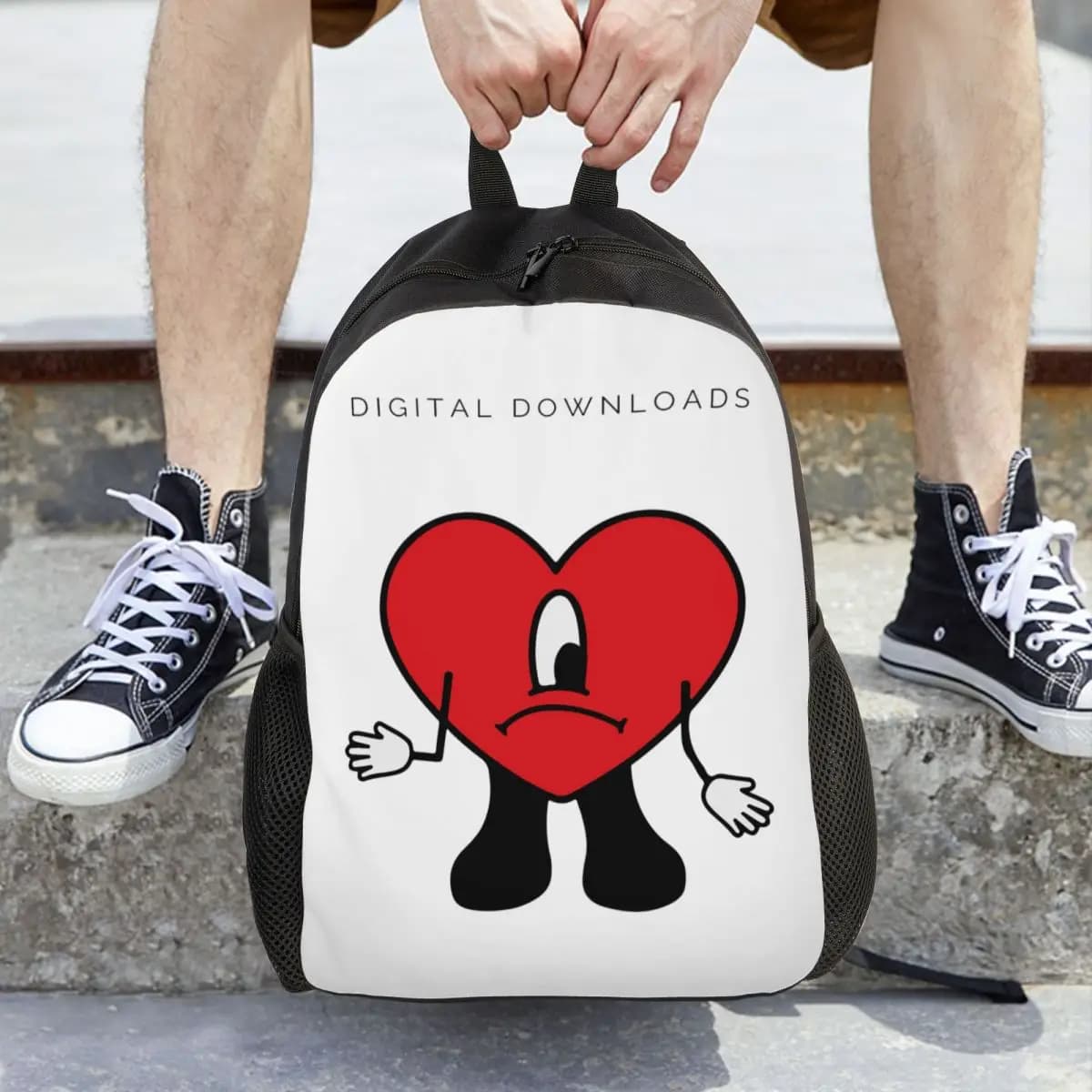 Bad Bunny Rapper Reggaeton Artist Backpack Daypack Large Capacity Boys Girls BookBag School Bag Shoulder Bags for Men Women