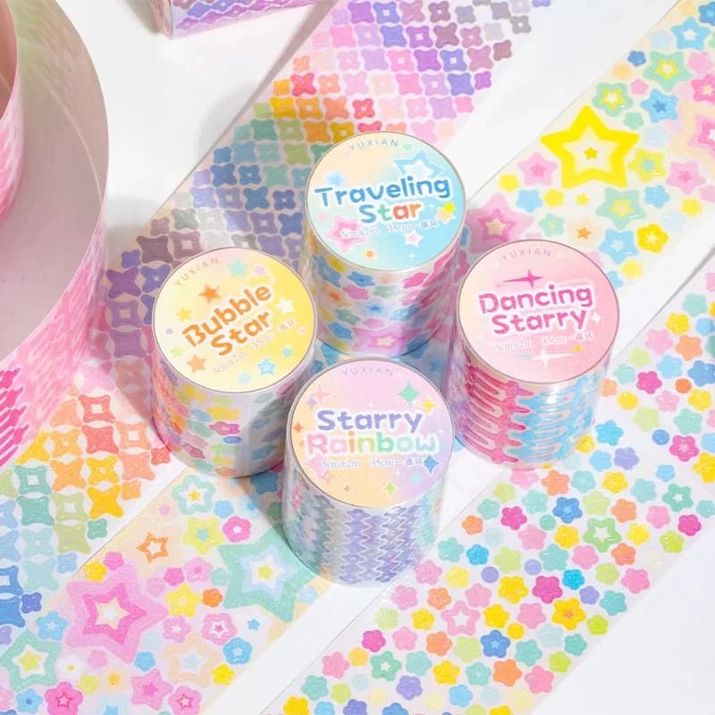 MINKYS Bubble Star Decorative Adhesive Tapes Packing Tape Supplies for stationery accessories for return to school