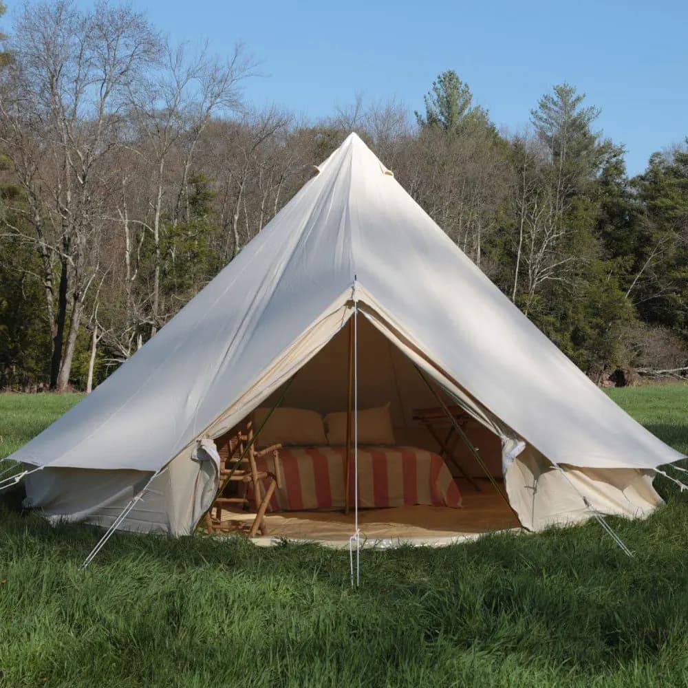 Tenda da campeggio per famiglie in tela di cotone impermeabile per esterni Tenda da campeggio Four Seasons Tenda da campana da 6 m in vendita
