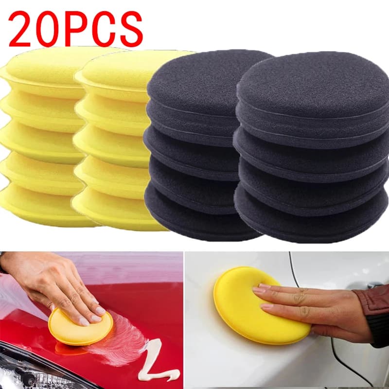 20 pz auto rotonda ceretta polacco cera schiuma spugna applicatore pad 10CM nero pulizia spugna pulita rondella strumento di lavaggio pulizia auto