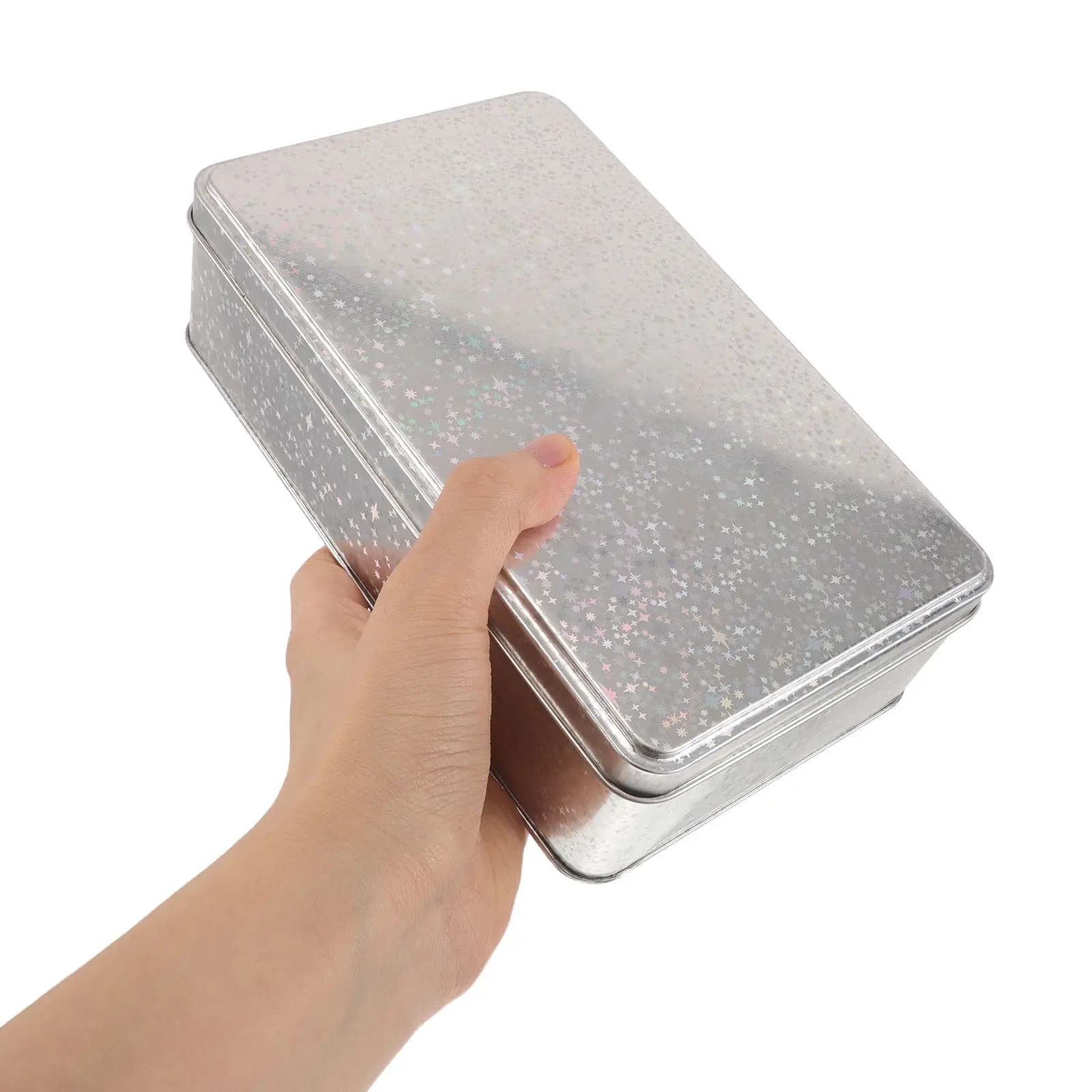 2 Pezzi Scatola Rettangolare Piccola in Latta, Contenitore Metallico per Biscotti con Coperchio, Impilabile, Stile Vintage, per Torte e Snack