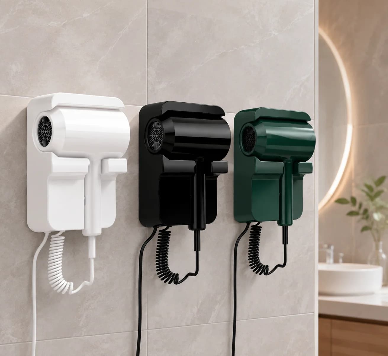 2026 New Upgrade 110V/220V Wall Mounted Hair Dryer 1300W Hotel Bathroom Hair Dryers Constant Temperature Dryer With Holder Base