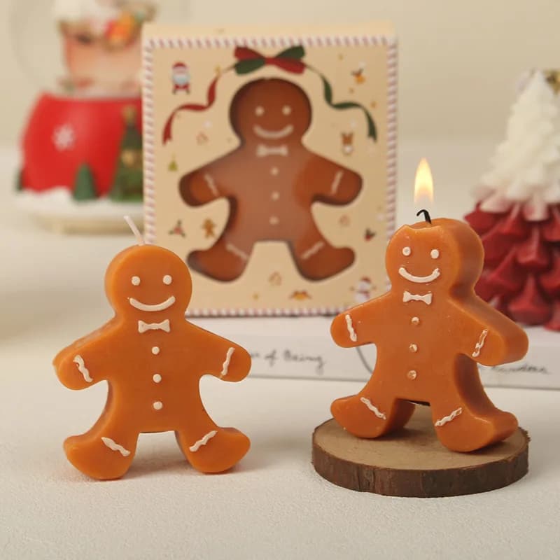 Candela natalizia per aromaterapia con omino di pan di zenzero Candela per aromaterapia fatta a mano Aromaterapia Cera per lo styling natalizio Regalo di Natale Nuovo