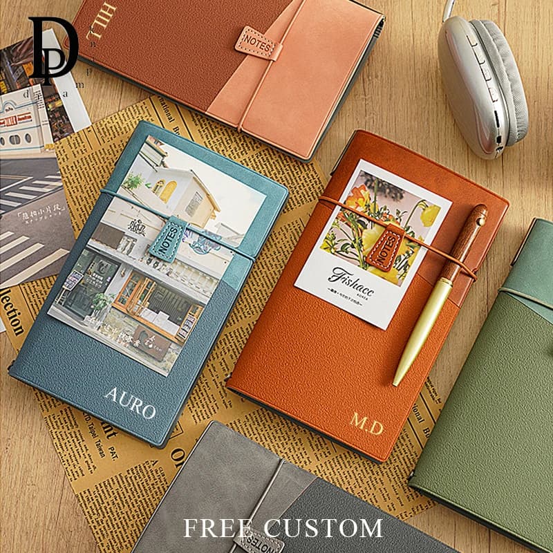 Notebook personalizzato a fogli mobili A6 TN Notebook da viaggio in pelle PU con cinturino Vintage Business Office Notepad Journal Planner Diario