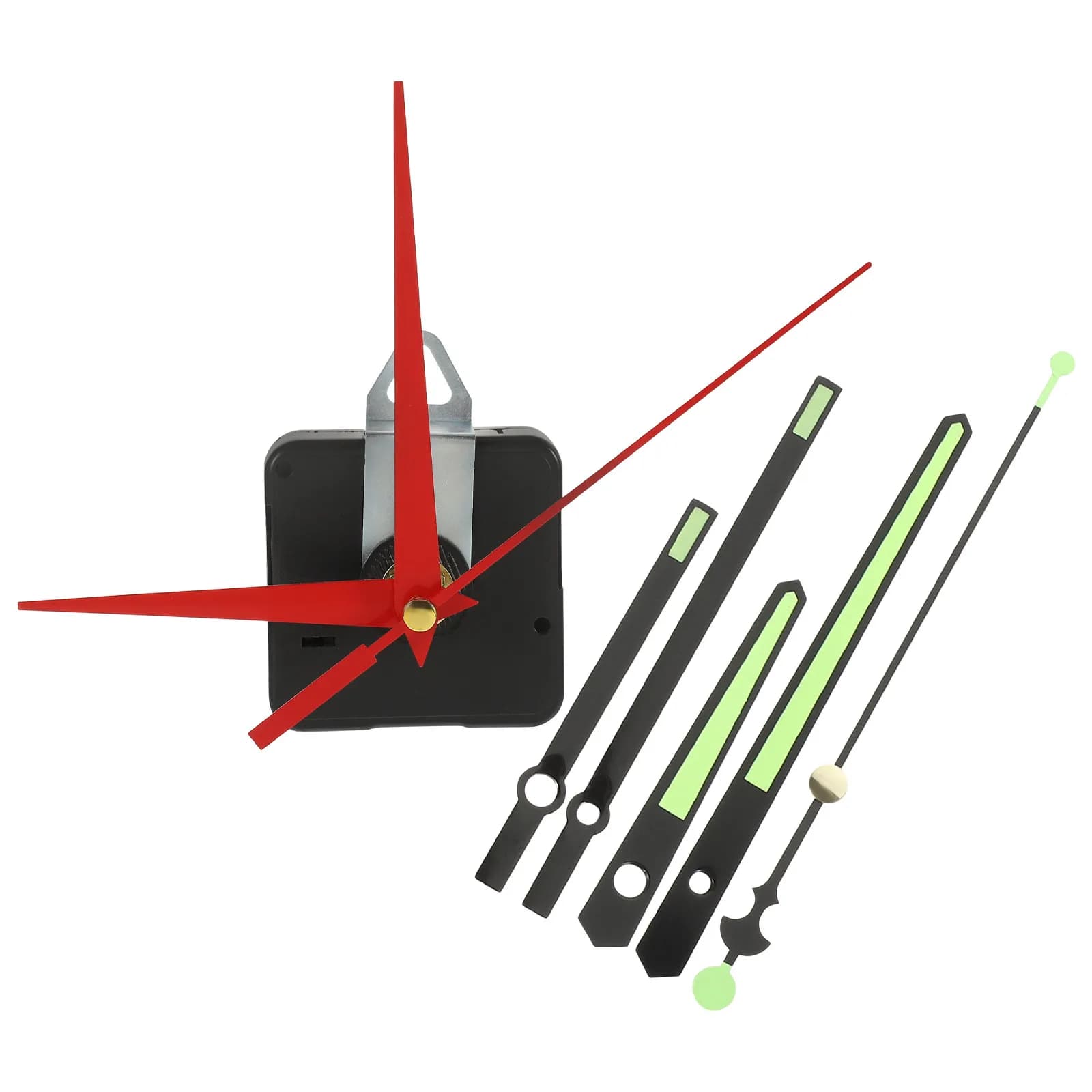 Set di lancette per orologio, kit di ricambio al quarzo, meccanismo silenzioso, luminescente al buio, a batteria, per riparazione fai da te, parti per orologio da parete, lunghe