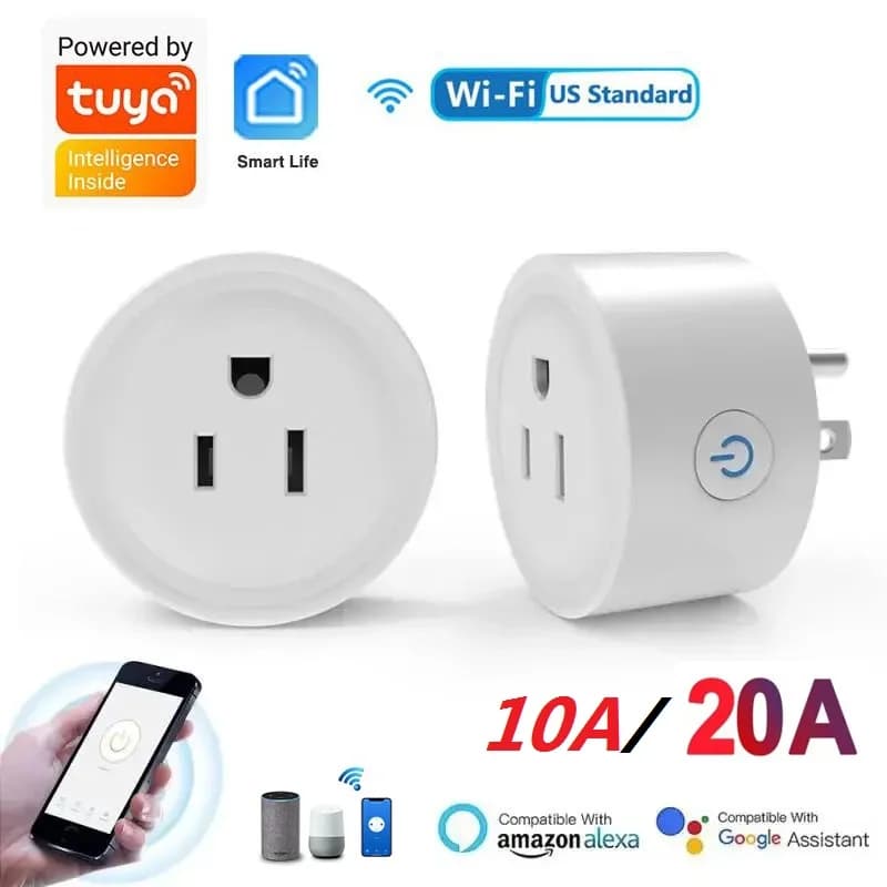 WiFi Smart Plug US Standard 10A Smart Home WiFi Outlet Works with Tuya Alexa Google Home App ,Remote Control Home Appliances