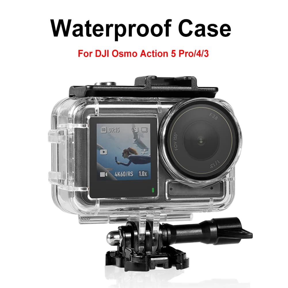 60M/196 foot waterproof housing for DJI Osmo Action 5 Pro/4/3 underwater cover for dive-proof camera