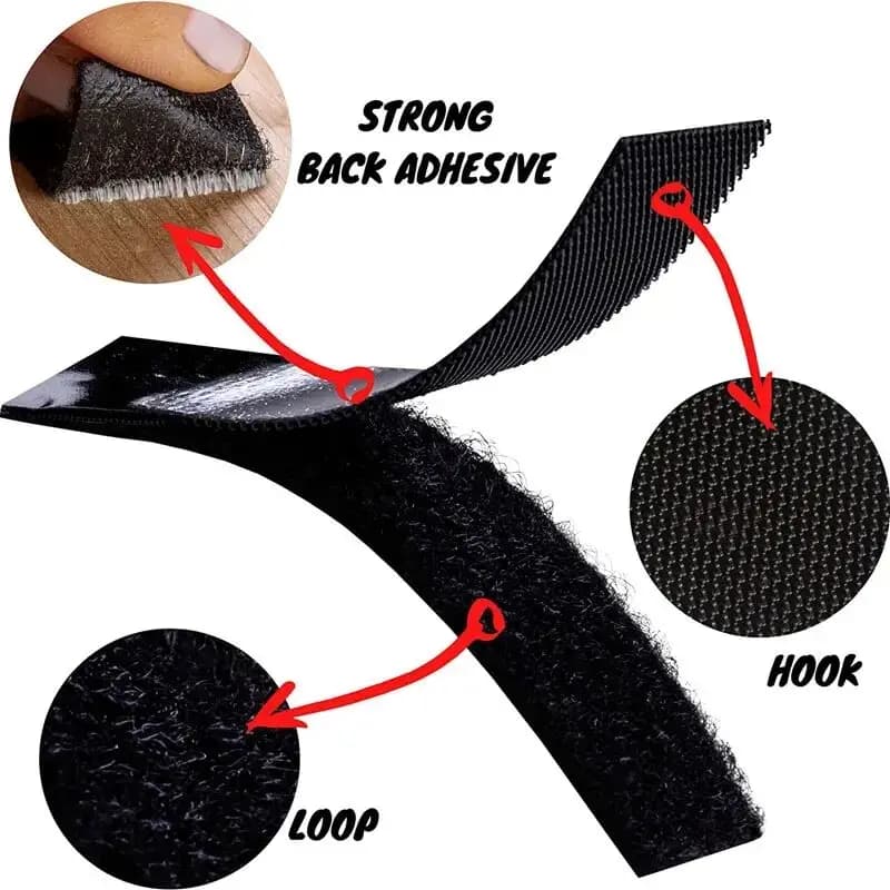 Nastro Adesivo Forte in Nylon con Chiusura a Strappo (Gancio e Anello) da 1/3/5M, con Colla per Fai da Te e Artigianato, 20-50MM