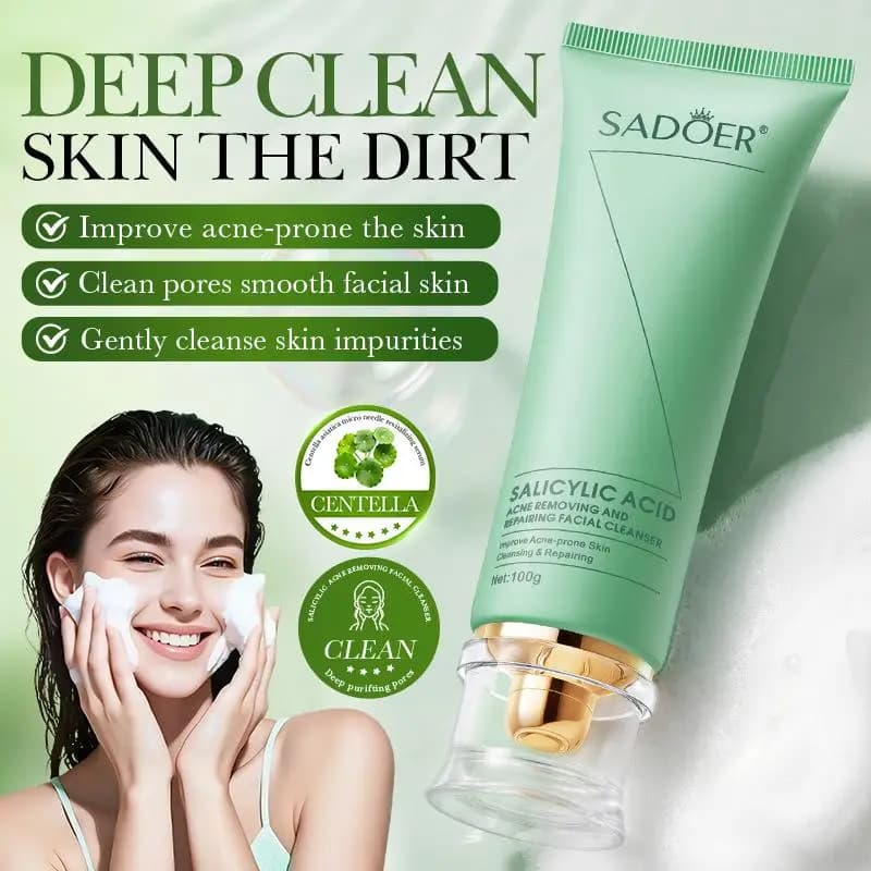 Detergente Viso con Acido Salicilico 100g, Schiuma Detergente Idratante per la Cura della Pelle