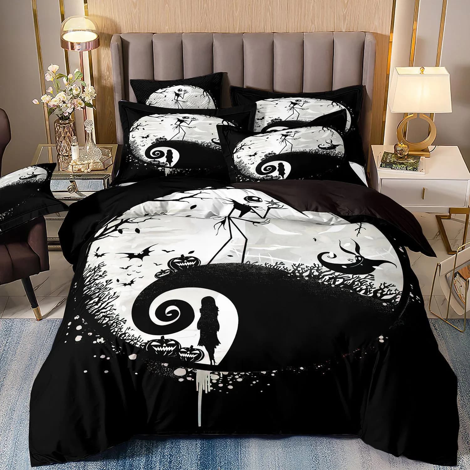 The Nightmare Before Christmas Duvet Cover Set Cartoon Jack And Sally Bedding Set Pillowcase Twin Full Queen King Size