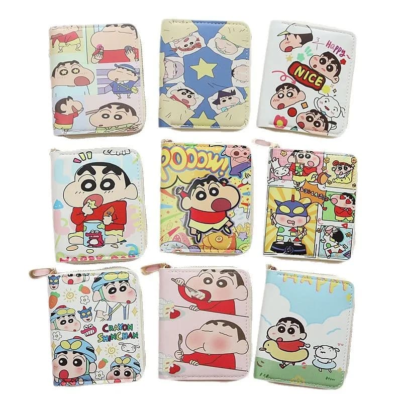 2026 New Crayon Shin-chan Cute Compact Coin Purse Cartoon Anime Short Zipper Wallet for Boys and Girls