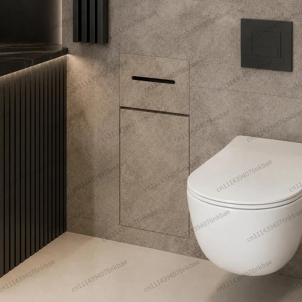 Minimalist Stainless Steel Recessed Trash Can Space Saving DIY Built-in Waste Bin for Bathroom Renovation