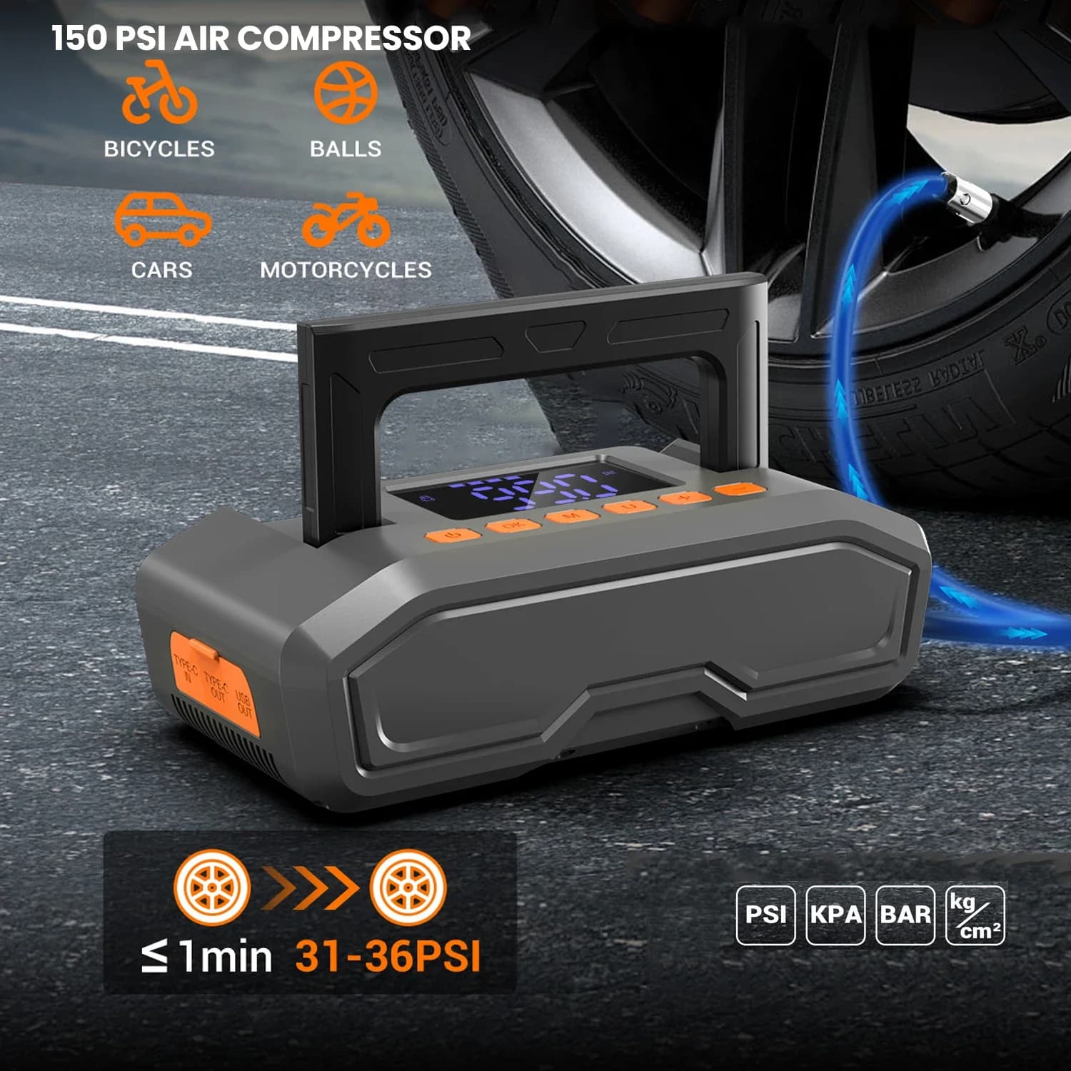 Avviatore di emergenza portatile al litio 12V con pompa per pneumatici, potenciador per auto Jumpstarter per gonfiaggio di pneumatici per camion Power Bank di picco 2500A