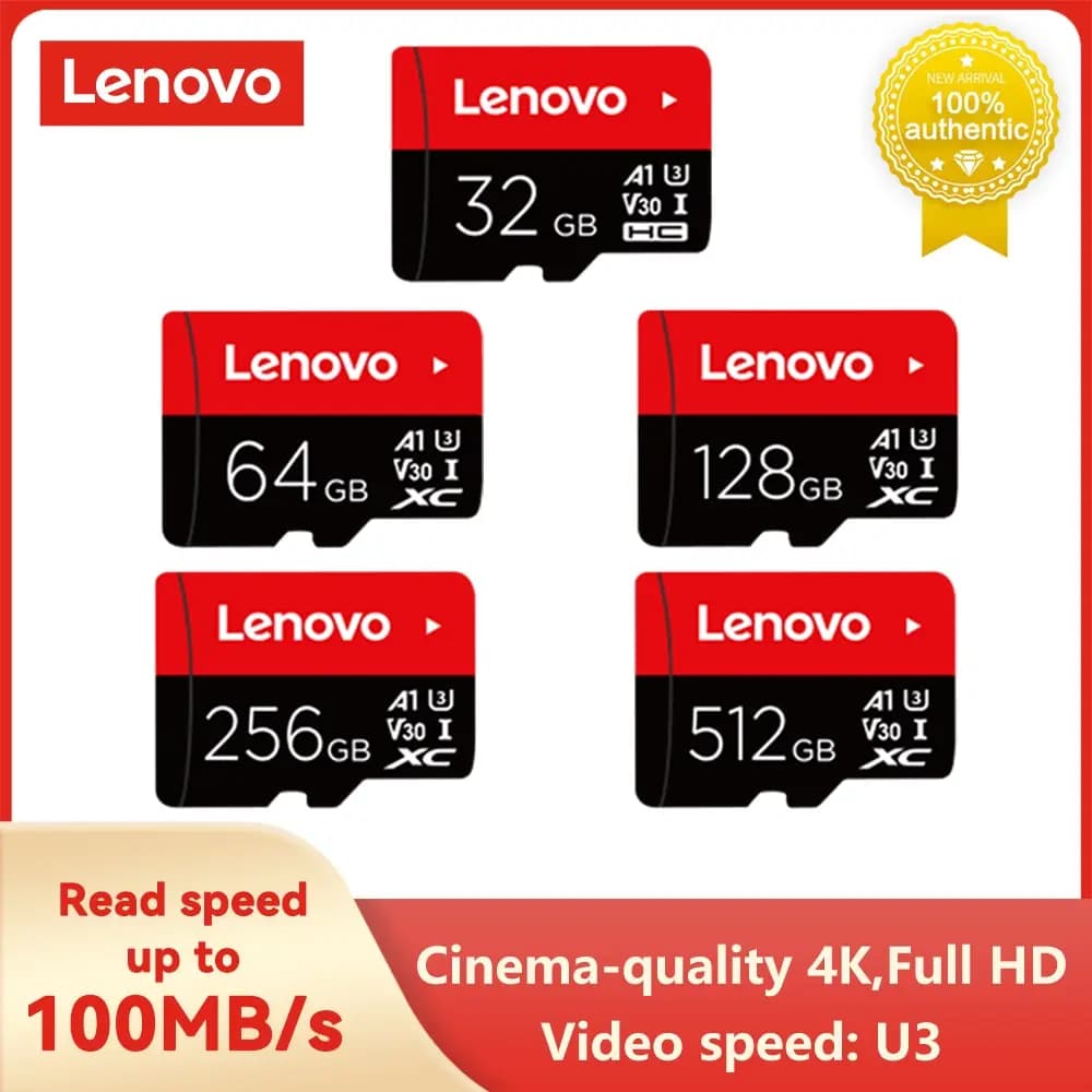 Scheda di memoria Lenovo 512GB 256GB 128GB 64GB 32GB U3 V30 4K Full HD Micro TF Mini SD Card TF Memory Flash Card per telefono/Computer