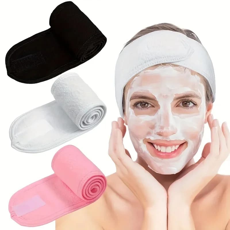 Fascia larga regolabile da donna Velcro Sport Yoga Fascia per il lavaggio del viso Trucco Fascia per capelli a doppio strato Cinturino di bellezza