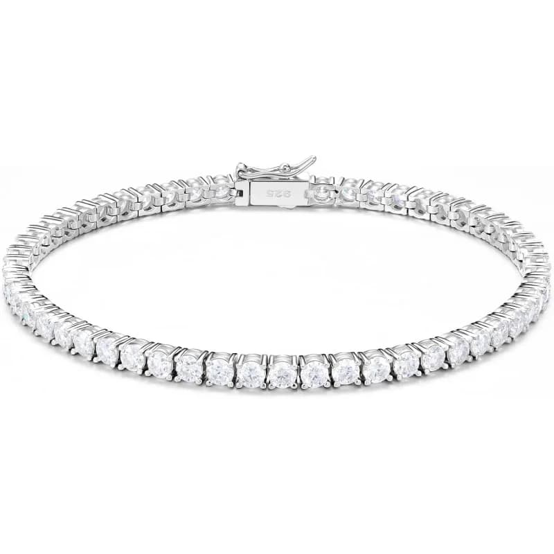 Bracciale Tennis in Moissanite per Donne, Gioielli S925, Bracciali di Lusso in Argento, Regali per Coppie, Sorelle, Fidanzate, Mogli 6.5'