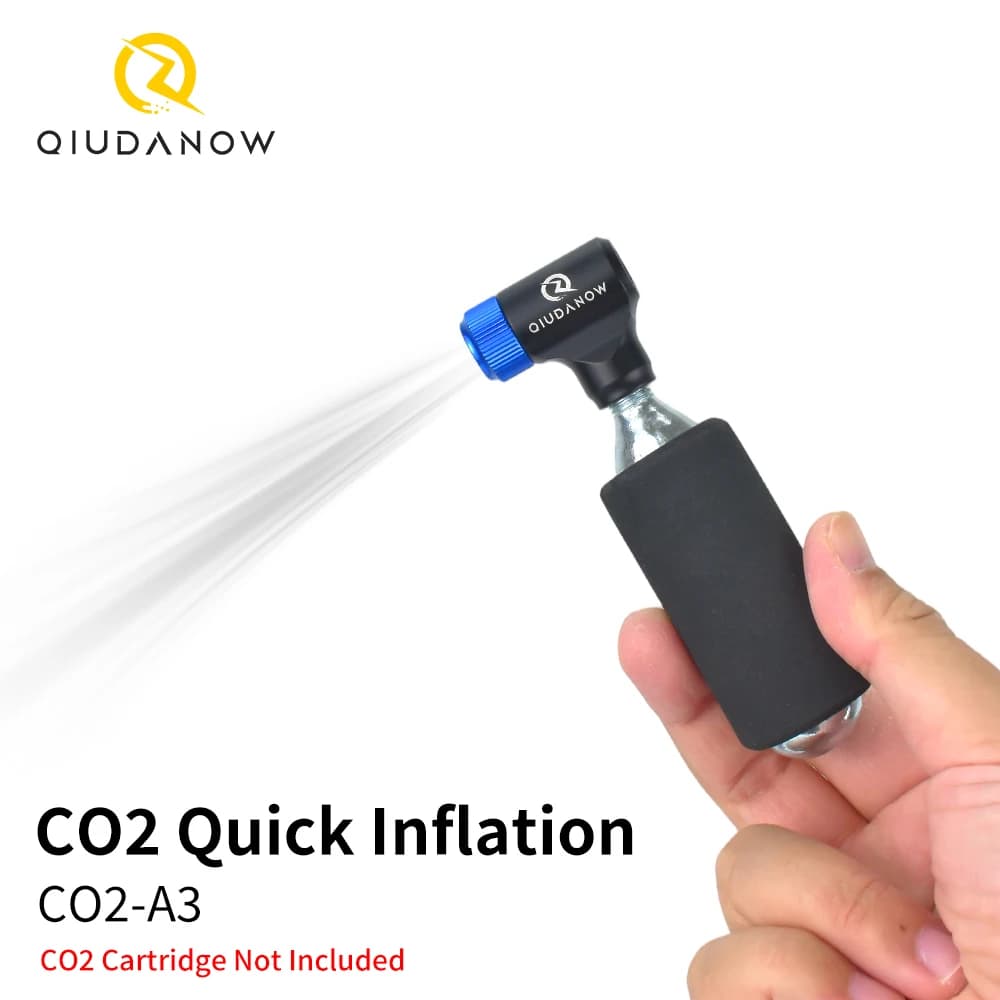 Pompa per Bicicletta Qiudanow Gonfiatore CO2 Pompa Rapida per Pneumatici MTB e Bici da Strada Compatibile con Valvole Presta e Schrader Accessori per Biciclette