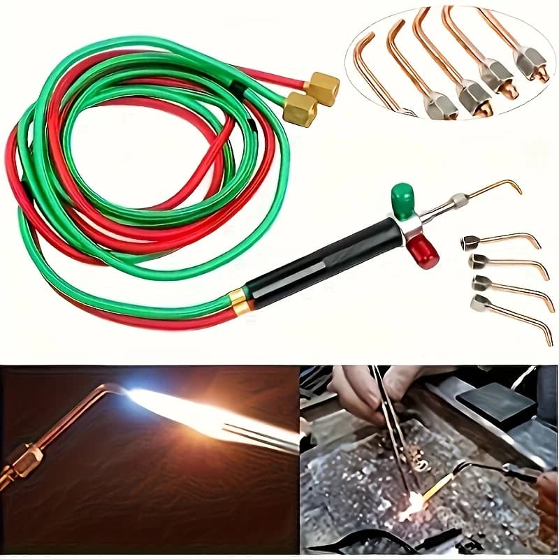 Kit torcia per saldatura di gioielli per attrezzature per la lavorazione di gioielli con 5 punte Strumento durevole per la lavorazione della fiamma della torcia per ossigeno in metallo