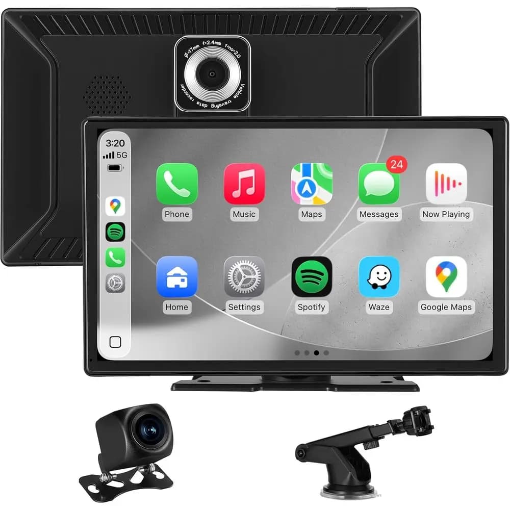 Autoradio Wireless CarPlay/Android Auto con Telecamera 4K, Telecamera di Retromarcia 1080P, GPS, Mirror Link per la Maggior Parte dei Veicoli