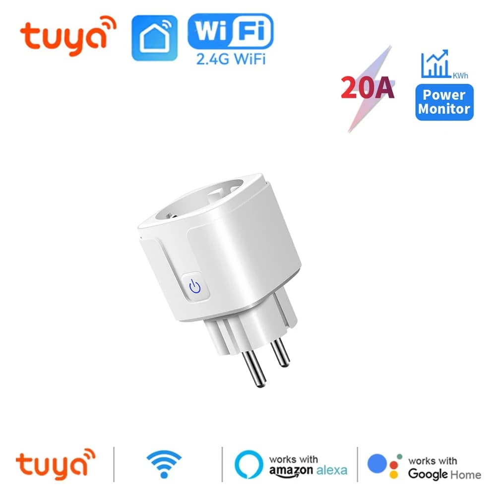WiFi Smart Plug 20 A EU socket with power monitor timing function The control of the APP Tuya Smart Life works with Alexa Google Home