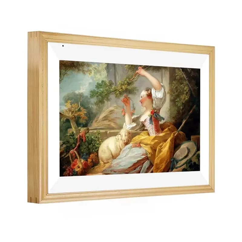 Cornice Digitale per Esposizione NFT 21.5" HD, Cornice per Quadri su Tela, Cornice Fotografica Digitale TV, Orologio in Legno Personalizzabile