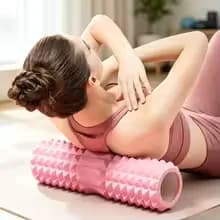 45/33cm Yoga Foam Roller & Block Set, Muscle Massage Pilates Tools, Fitness Foam Roller & Yoga Brick Exercise Equipment