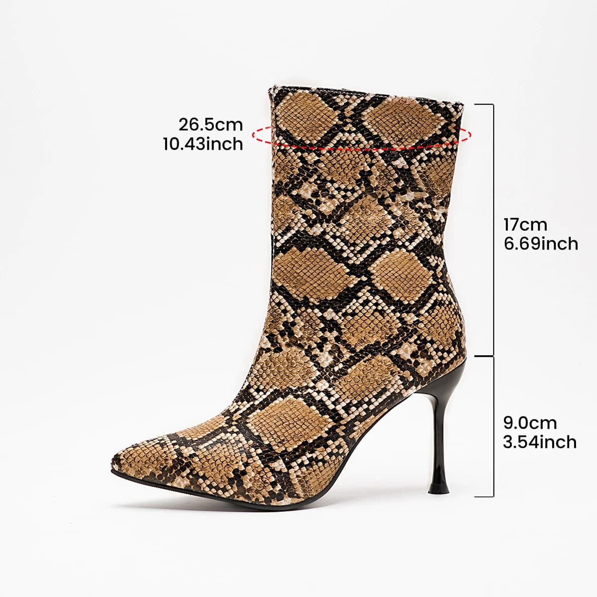 Pointed Toe Sexy High Heels Women's New Stiletto Plaid Snake Side Zipper Anti-Slip Wear-Resistant High Heel Boots