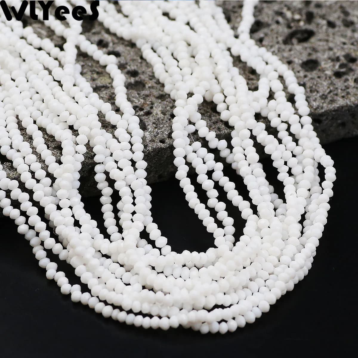 WLYeeS Ceramic White 2mm Small Beads 150-750Pcs Flat Round Loose Spacer Beads For Jewelry Women Necklace Jewelry Making DIY