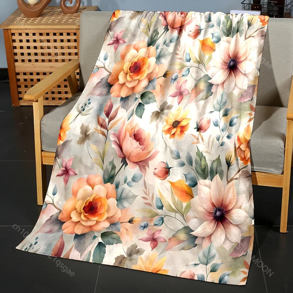 1 pezzo di coperta con stampa di fiori gialli, materiale di flanella morbido e caldo per tutte le stagioni, regali di lusso per picnic da campeggio all'aperto per la casa