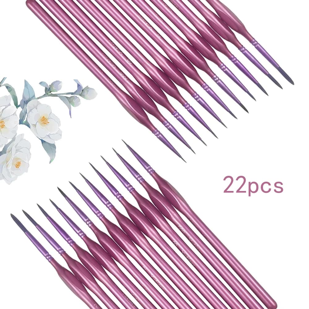 22 pezzi viola in miniatura linea arte pittura penna nylon capelli multi forma penna testa guazzo acquerello pittura a olio artista dipinto a mano