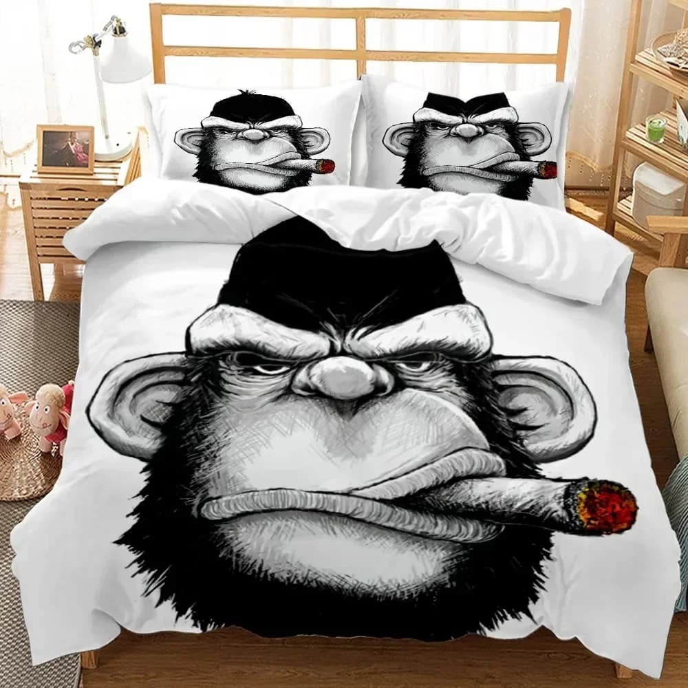 Copripiumino scimmia Testa di gorilla Set di biancheria da letto per animali selvatici Set letto stampato con federa Letto morbido Queen King Size Biancheria da letto per la casa