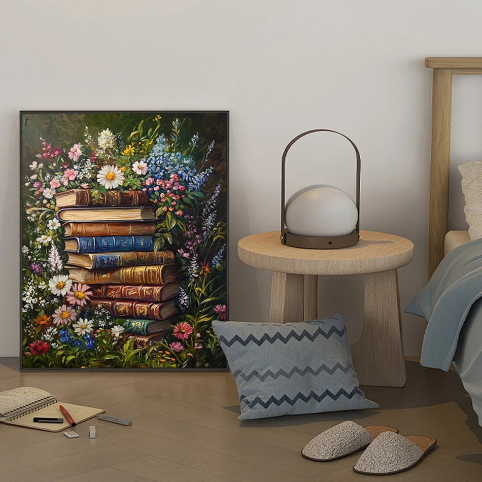 RUOPOTY Dipinto con numeri con cornice su tela Decorazione di articoli floreali Disegno su tela Artigianato Incorniciato Wall Art Decorazioni per la casa moderne