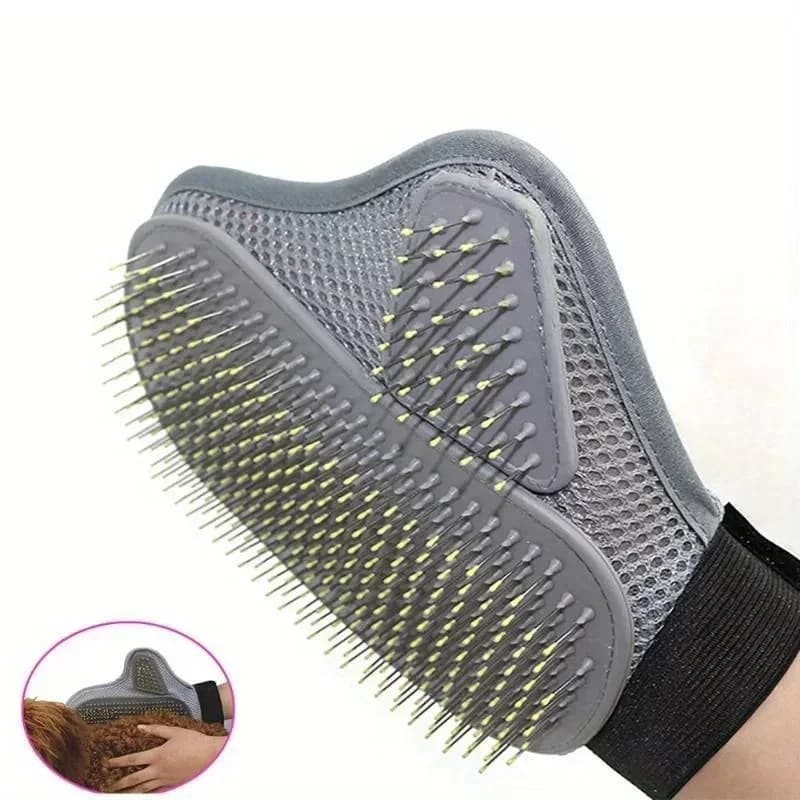 Gentle Deshedding Pet Grooming Glove - Efficient Dog & Cat Hair Removal Brush with Massage Tips